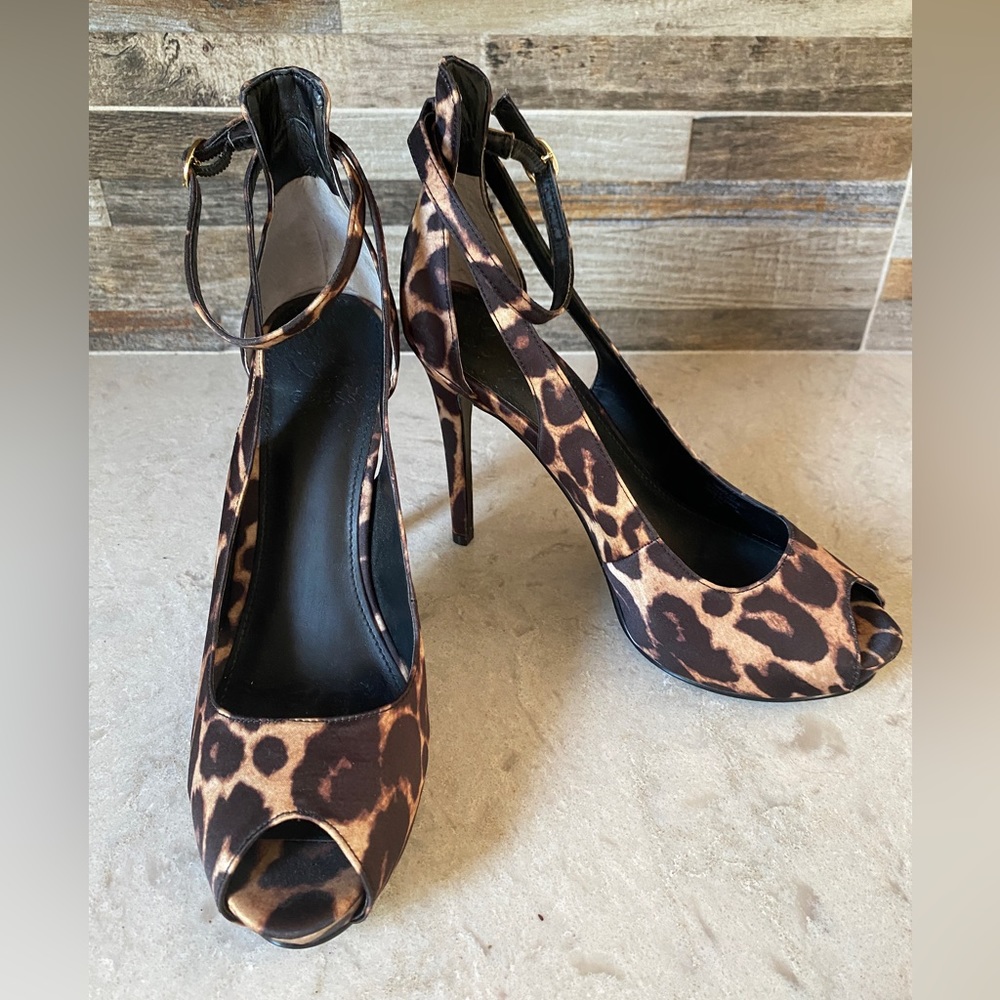 Guess ankle strap animal print sandals